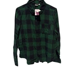 Betty Boop Green and Black Plaid Shirt